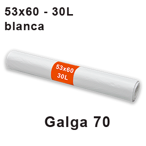 Rollo bolsa basura blanca 53x60 Galga 70